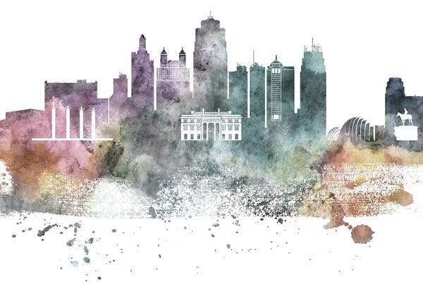 Kansas City: Kansas City Pastel Skylines by WallDecorAddict