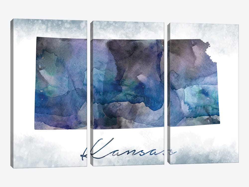 Kansas State Bluish by WallDecorAddict 3-piece Canvas Artwork