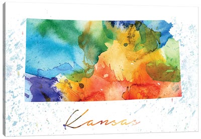 Kansas State Colorful Canvas Art Print - Kansas