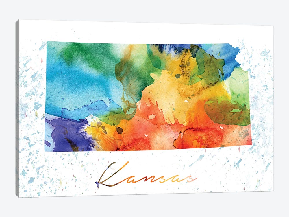 Kansas State Colorful by WallDecorAddict 1-piece Canvas Art Print