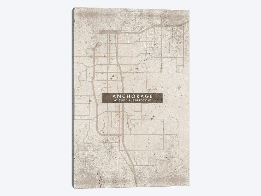 Anchorage City Map Abstract Style by WallDecorAddict 1-piece Canvas Art