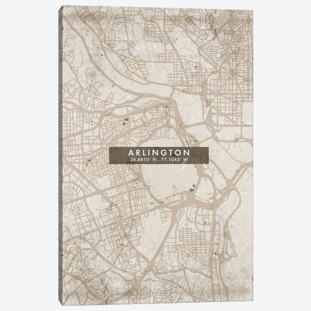 Arlington City Map Abstract Style Canvas Print #WDA1907} by WallDecorAddict Canvas Artwork