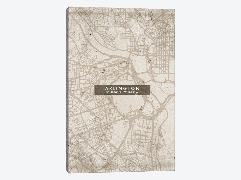 Arlington City Map Abstract Style by WallDecorAddict 1-piece Canvas Art Print