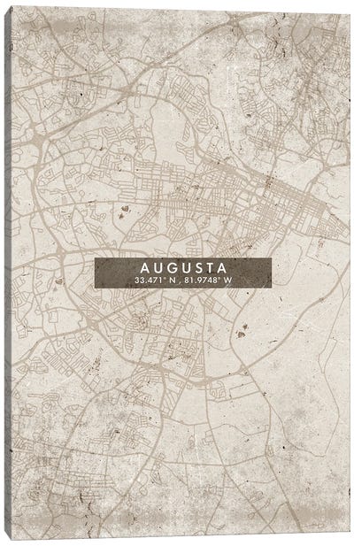 Augusta City Map Abstract Style Canvas Art Print - Georgia Art