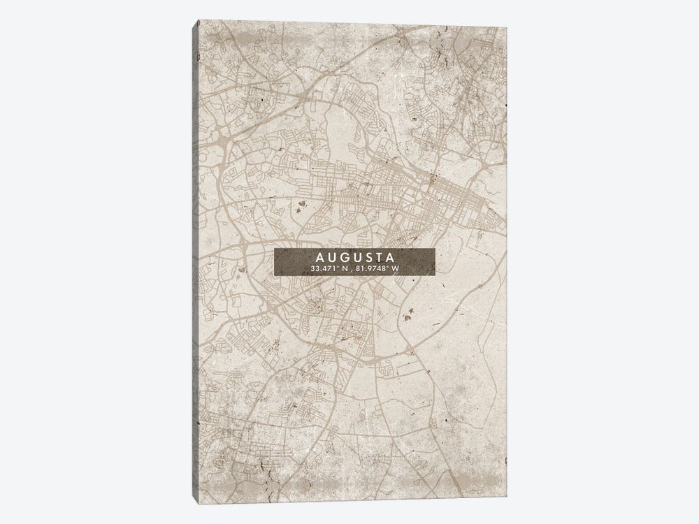 Augusta City Map Abstract Style by WallDecorAddict 1-piece Canvas Wall Art