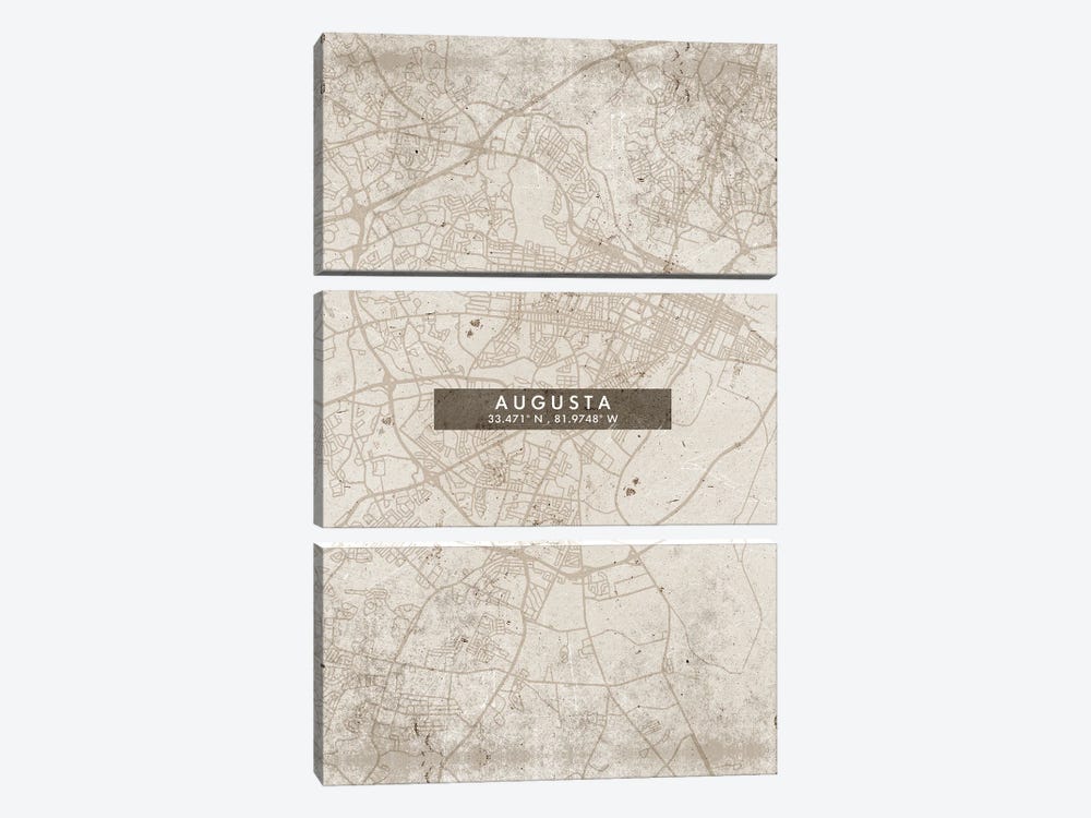 Augusta City Map Abstract Style by WallDecorAddict 3-piece Canvas Artwork