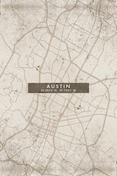 Austin Maps: Austin City Map Abstract Style by WallDecorAddict