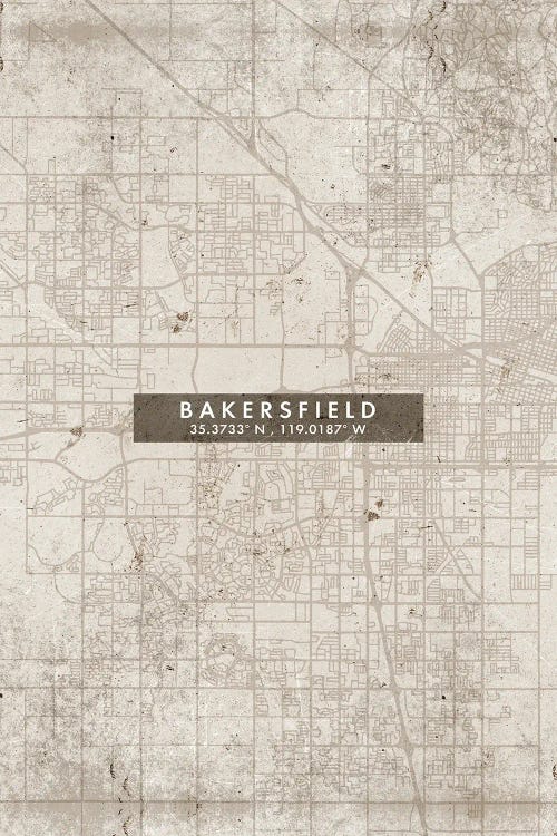 Bakersfield City Map Abstract Style