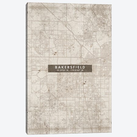 Bakersfield City Map Abstract Style Canvas Print #WDA1911} by WallDecorAddict Canvas Wall Art
