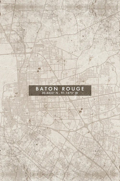 Baton Rouge City Map Abstract Style by WallDecorAddict wall art
