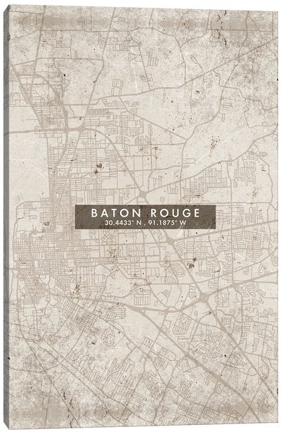 Baton Rouge City Map Abstract Style Canvas Art Print