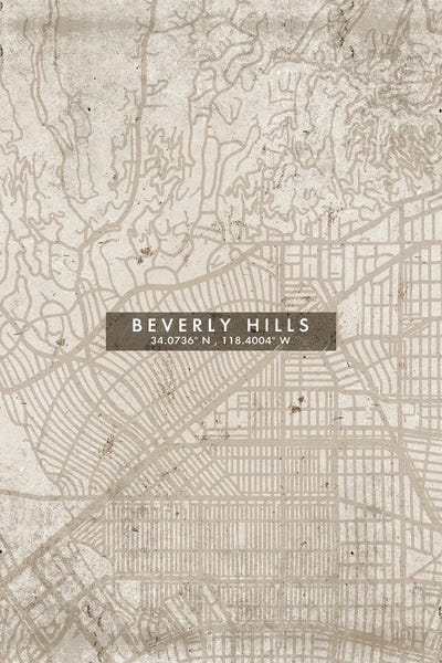 Beverly Hills: Beverly Hills City Map Abstract Style by WallDecorAddict
