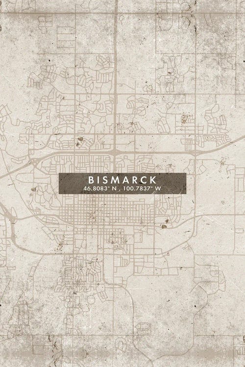 Bismarck, North Dakota City Map Abstract Style