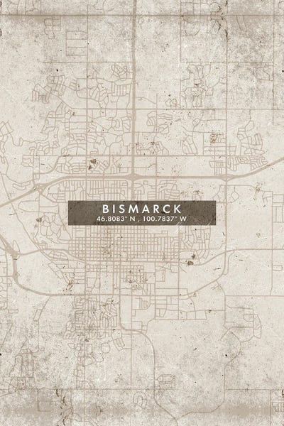 North Dakota: Bismarck, North Dakota City Map Abstract Style by WallDecorAddict