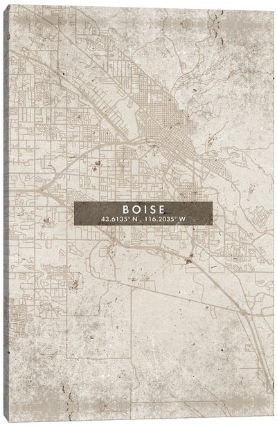 Boise City Map Abstract Style Canvas Art Print - Idaho