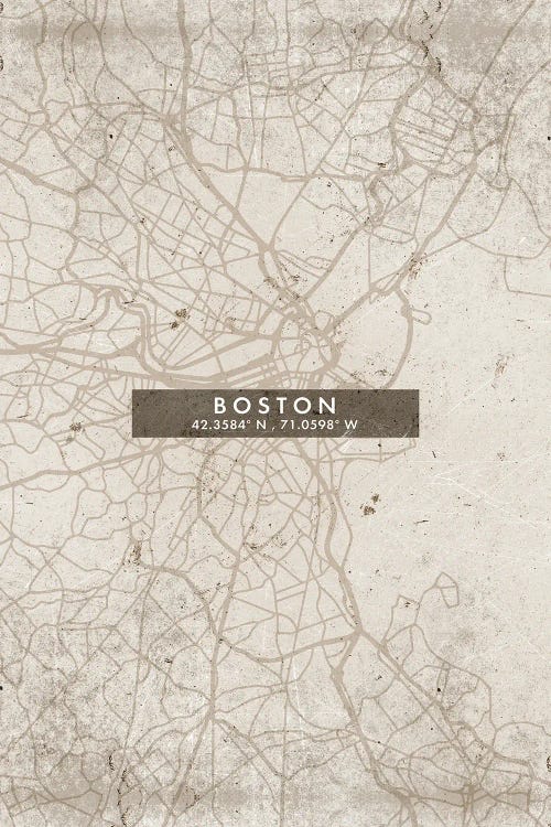 Boston City Map Abstract Style