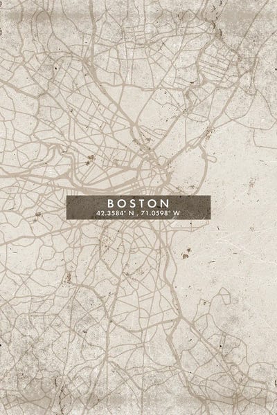 Massachusetts: Boston City Map Abstract Style by WallDecorAddict