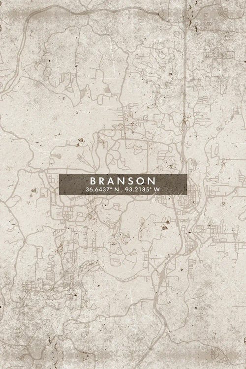 Branson, Missouri City Map Abstract Style