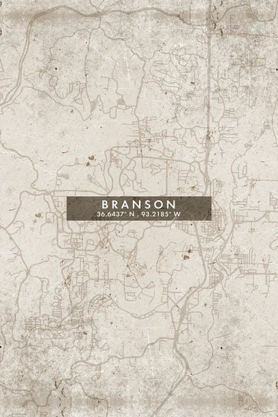 Missouri: Branson, Missouri City Map Abstract Style by WallDecorAddict