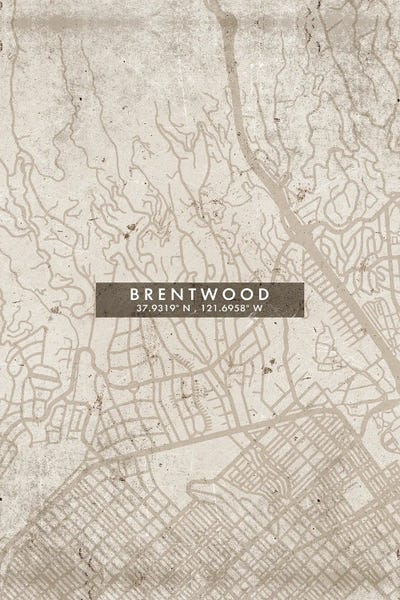 Brentwood, California City Map Abstract Style by WallDecorAddict canvas print
