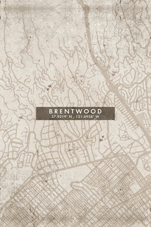 Brentwood, California City Map Abstract Style