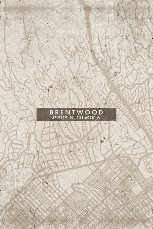 Brentwood, California City Map Abstract Style by WallDecorAddict wall art