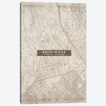 Brentwood, California City Map Abstract Style Canvas Print #WDA1919} by WallDecorAddict Canvas Art