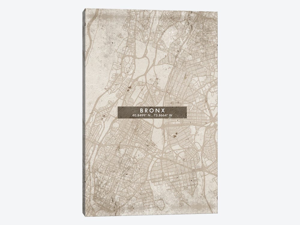 Bronx City Map Abstract Style by WallDecorAddict 1-piece Canvas Wall Art