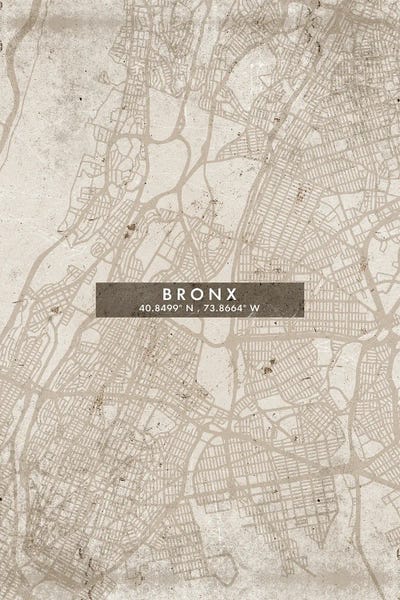 The Bronx: Bronx City Map Abstract Style by WallDecorAddict