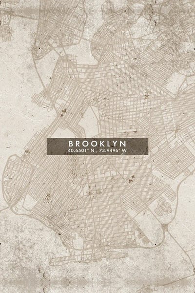 New York City Maps: Brooklyn, New York City Map Abstract Style by WallDecorAddict