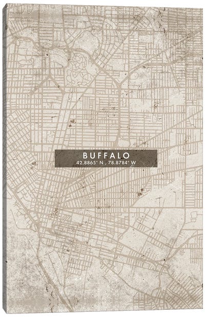 Buffalo City Map Abstract Style Canvas Art Print - Buffalo