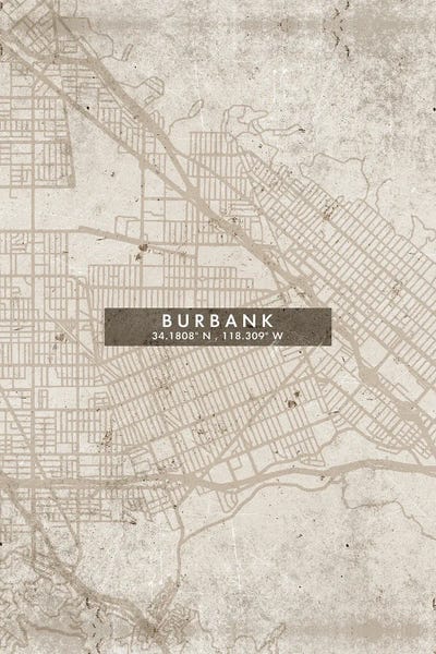 Burbank City Map Abstract Style by WallDecorAddict canvas print