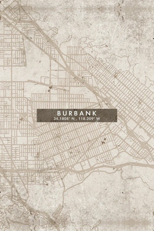 Burbank City Map Abstract Style