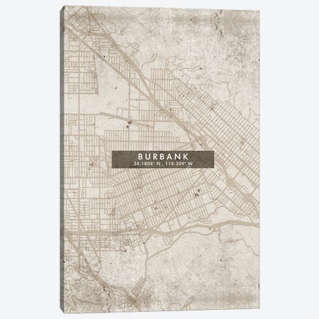 Burbank City Map Abstract Style Canvas Print #WDA1923} by WallDecorAddict Art Print