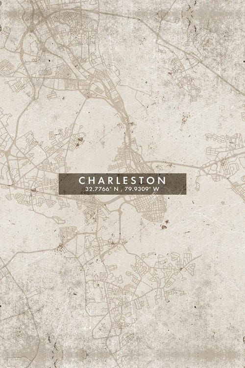 Charleston City Map Abstract Style