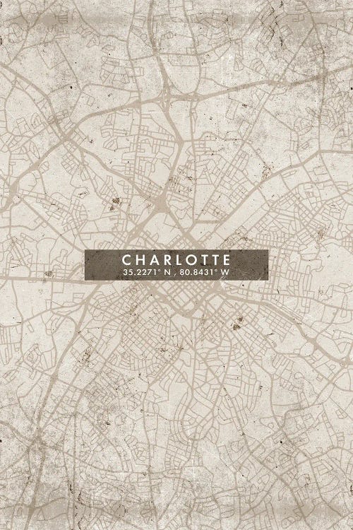 Charlotte City Map Abstract Style