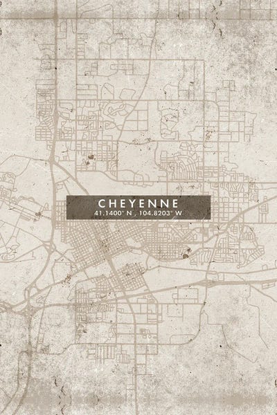 Wyoming: Cheyenne City Map Abstract Style by WallDecorAddict