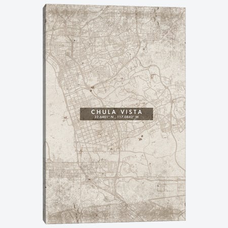 Chula Vista City Map Abstract Style Canvas Print #WDA1927} by WallDecorAddict Canvas Art