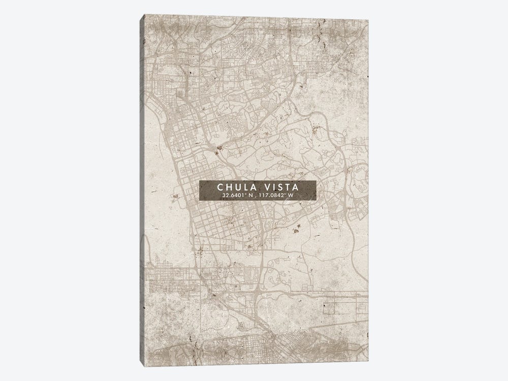 Chula Vista City Map Abstract Style 1-piece Canvas Print
