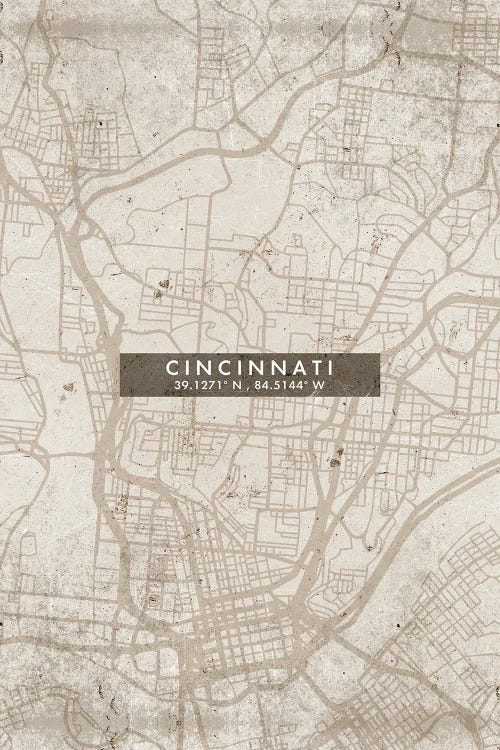 Cincinnati City Map Abstract Style