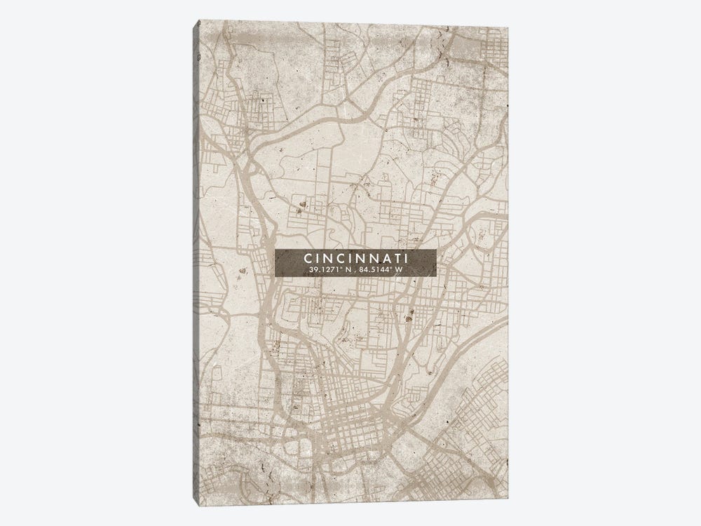 Cincinnati City Map Abstract Style by WallDecorAddict 1-piece Canvas Art