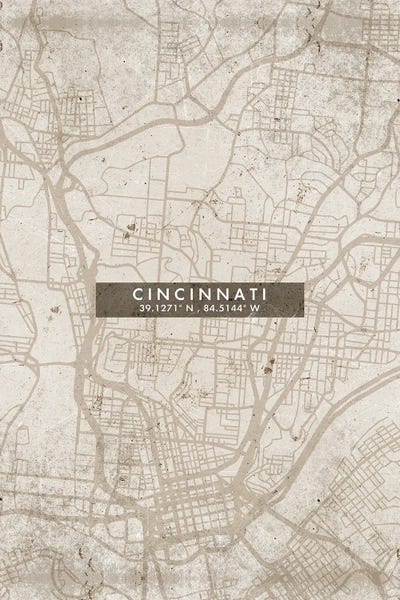 Ohio: Cincinnati City Map Abstract Style by WallDecorAddict