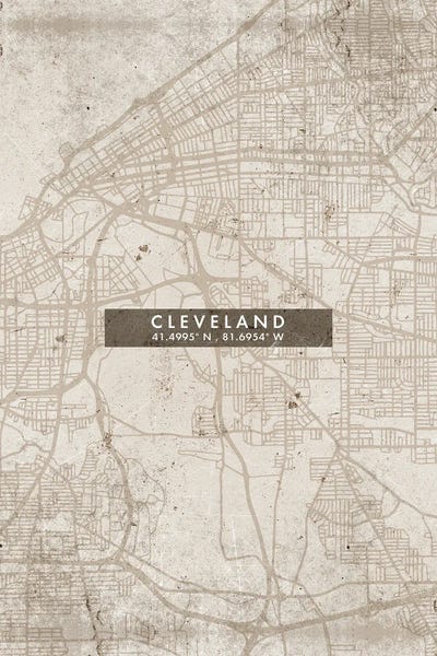 Ohio: Cleveland City Map Abstract Style by WallDecorAddict