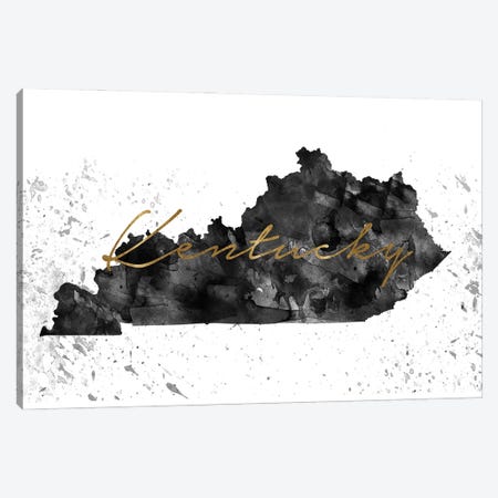 Kentucky Black And White Gold Canvas Print #WDA192} by WallDecorAddict Canvas Print
