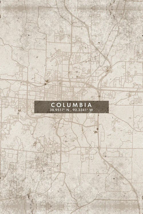 Columbia City Map Abstract Style