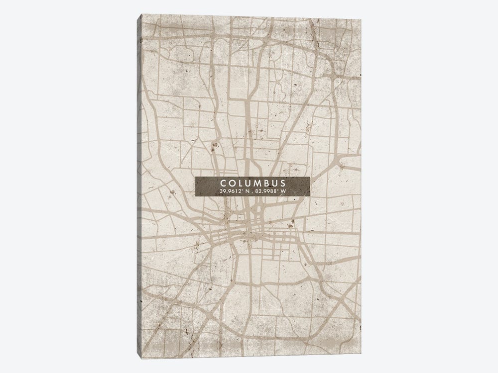 Columbus City Map Abstract Style by WallDecorAddict 1-piece Canvas Art Print