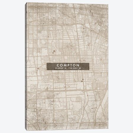 Compton City Map Abstract Style Canvas Print #WDA1933} by WallDecorAddict Canvas Art