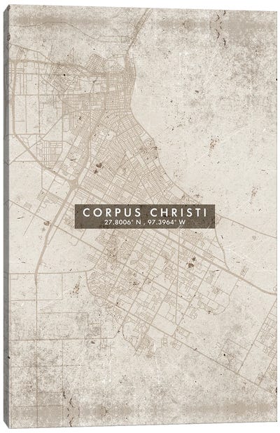 Corpus Christi City Map Abstract Style Canvas Art Print