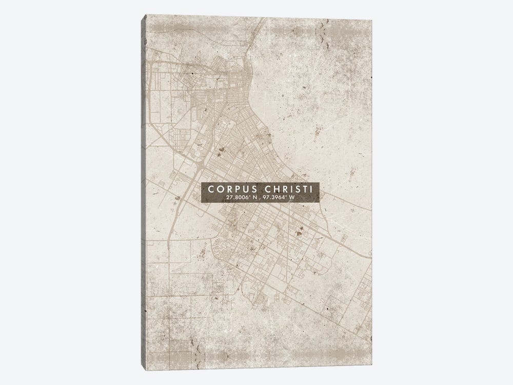 Corpus Christi City Map Abstract Style by WallDecorAddict 1-piece Canvas Print