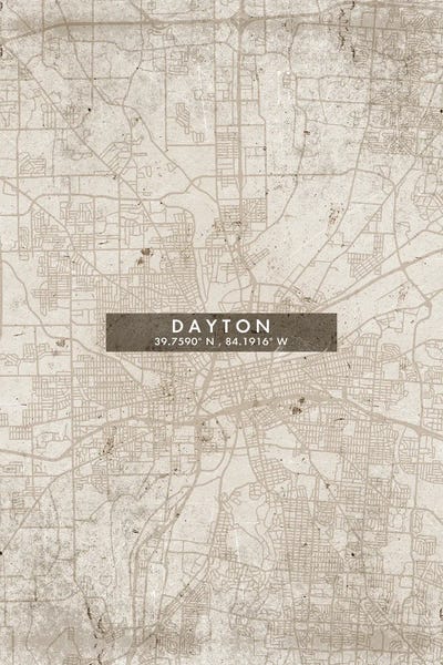 Dayton City Map Abstract Style by WallDecorAddict framed canvas print